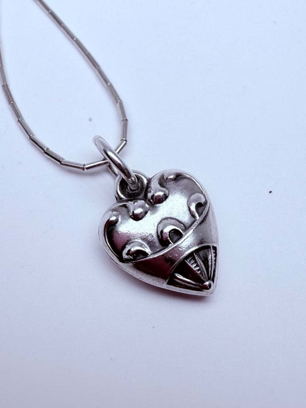 Antique Silver Puffy Heart Charms - ,